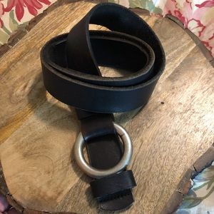 LUCKY BRAND Sz Medium 100% Butter-soft Black/dark brown Leather Brushed Silver